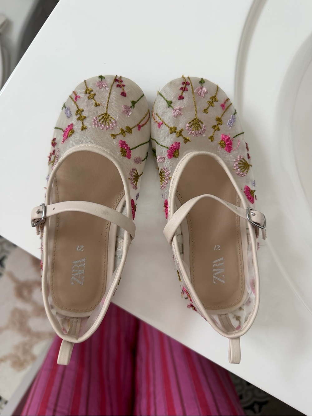 Zara Floral Embroidered Flats